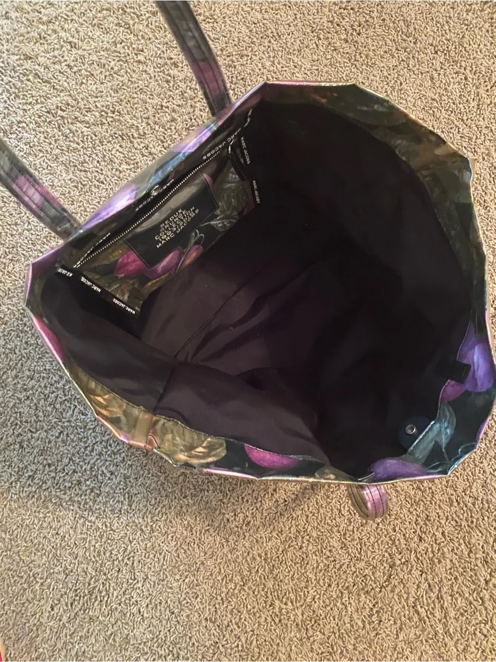 Marc Jacobs Redux Grunge Collection Purple Plums Clear Large Tote